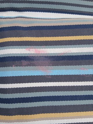Alfombra exterior rayas beige y azul