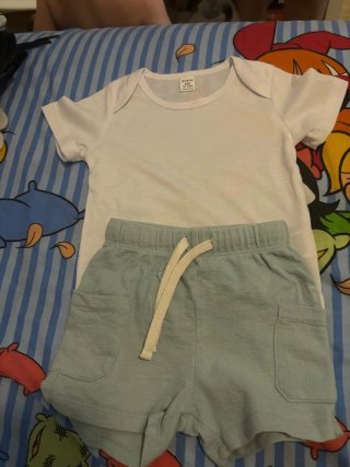 Conjunto ropa niño blanco y verde agua