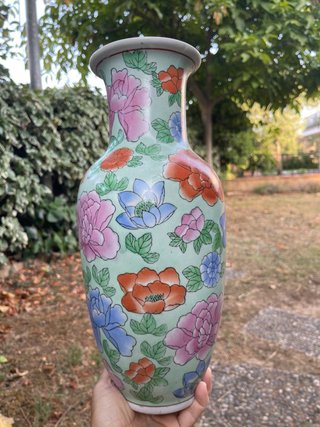 Jarrón porcelana flores multicolor