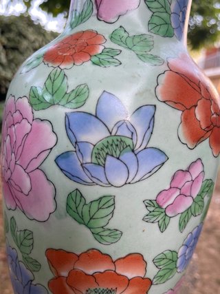 Jarrón porcelana flores multicolor