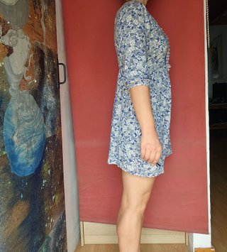 Vestido floral azul y gris