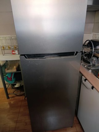 Nevera combi gris acero inox