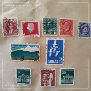 10 Francobolli Canada e Germania Usati