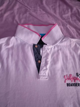 Polo Tommy Hilfiger Bianco Rosa XL