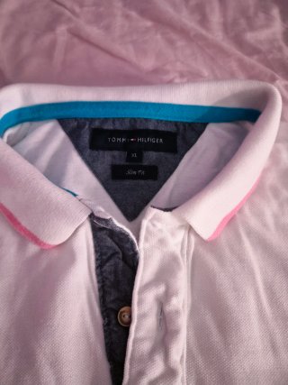 Polo Tommy Hilfiger Bianco Rosa XL