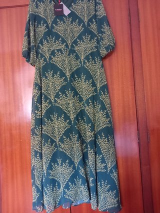 Vestido K KOU verde estampado