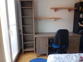 Escritorio y estantería de madera