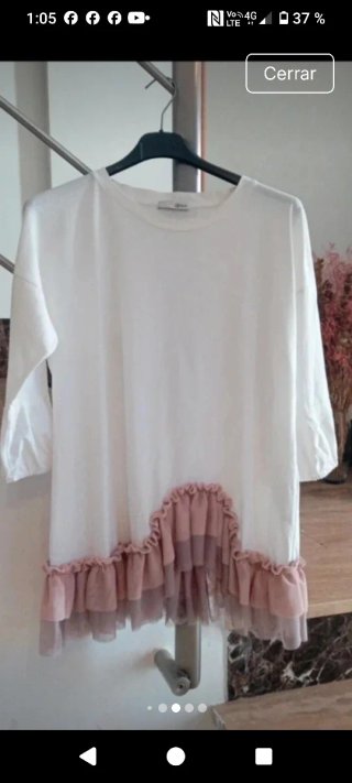 Blusa blanca con volantes talla única
