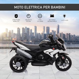 Moto Eléctrica para Niños 3-5 Años Max. 25Kg Con Luces, Música, Batería 6V Y Velocidad 3Km/H, 86X42X52 Cm, Negro