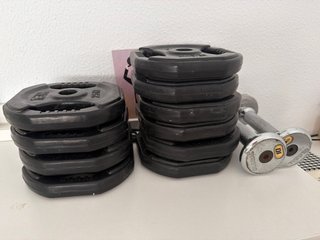 Discos Bodypump total 25kg y dos mancuernas