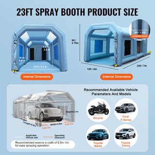 Tienda de Pintura Inflable para Automóviles 701 cm x 396 cm x 259 cm Sistema de Filtro 2 Ventiladores