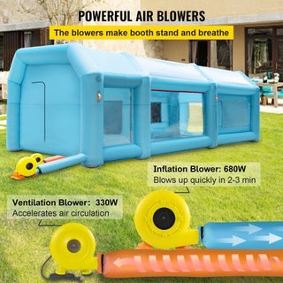 Cabina de Pintura Inflable Portátil, 609.6 x 304.8 x 249.9 cm Cabina de Pulverización Inflable, Carpa de Pintura para Autos con Sistema de Filtro de Aire y 2 Ventiladores, Carpa de Pulverización I...