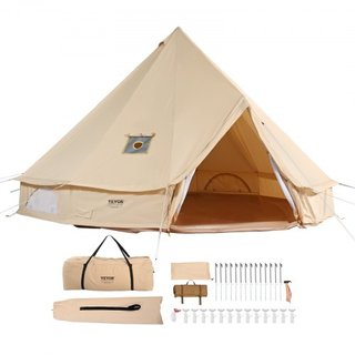 Tienda de Campaña de Lona, 4 Estaciones 6 m/19.68 ft Tienda Yurt, Tienda de Lona para Camping con Salida para Estufa, Tienda Transpirable para Hasta 10 Personas, Camping Familiar, Caza, Fiesta al ...