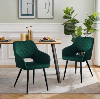 Juego 2 Sillas Comedor Terciopelo Verde