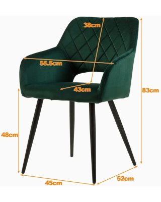 Juego 2 Sillas Comedor Terciopelo Verde