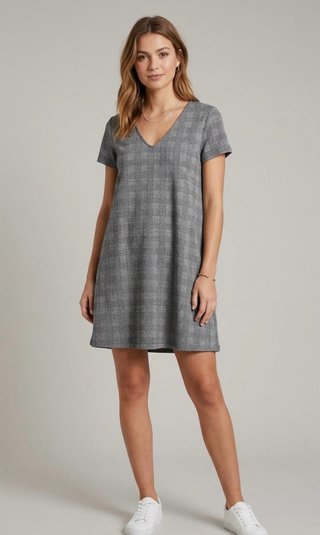 Vestido gris cuadros T. L