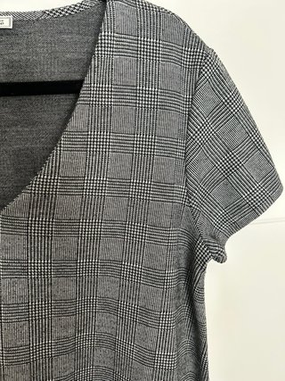 Vestido gris cuadros T. L