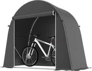 Garaje de Bicicletas para Exterior Almacenamiento Impermeable con Entrada con Cremallera, Toldo de Garaje para Bicicletas y Herramientas en Metal Galvanizado y Tela PE, 245X120X200 Cm, Gris Oscuro