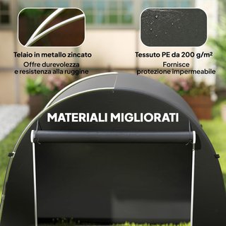 Garaje de Bicicletas para Exterior Almacenamiento Impermeable con Entrada con Cremallera, Toldo de Garaje para Bicicletas y Herramientas en Metal Galvanizado y Tela PE, 245X120X200 Cm, Gris Oscuro