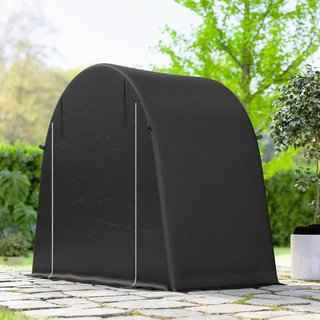 Garaje de Bicicletas para Exterior Almacenamiento Impermeable con Entrada con Cremallera, Toldo de Garaje para Bicicletas y Herramientas en Metal Galvanizado y Tela PE, 245X120X200 Cm, Gris Oscuro