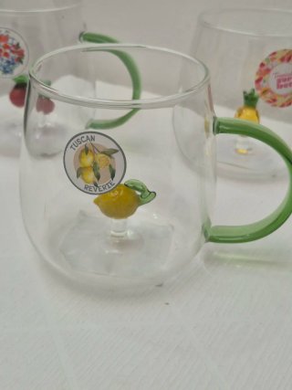 Set 4 Tazze Vetro Soffiato