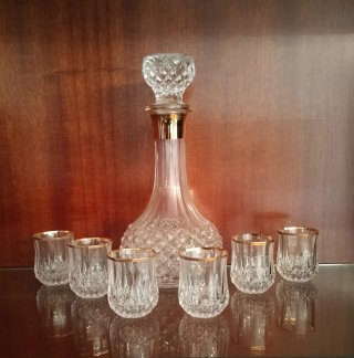 Juego Botella Cristal y Vasos Licor