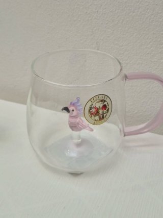 Set 4 Tazze Vetro Soffiato Floreale