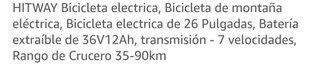 Bicicleta Eléctrica HITWAY Negra