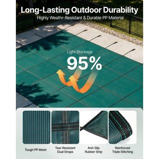 Cubierta de Seguridad para Piscina que se Ajusta a Piscinas Rectangulares Inground de 20x40 pies, Cubierta de Seguridad para Piscina con Escalón Central de 4x10 pies, Cubierta de Piscina de Malla ...