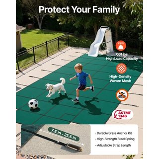 Cubierta de Seguridad para Piscina que se Ajusta a Piscinas Rectangulares Inground de 20x40 pies, Cubierta de Seguridad para Piscina con Escalón Central de 4x10 pies, Cubierta de Piscina de Malla ...
