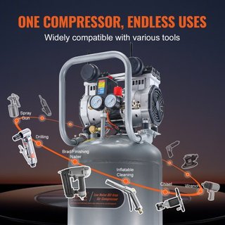 Compresor de Aire de 49.2 L 2HP 4 SCFM@90PSI Compresor de Aire Sin Aceite 116PSI