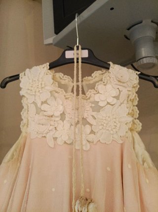 Vestido infantil rosa encaje