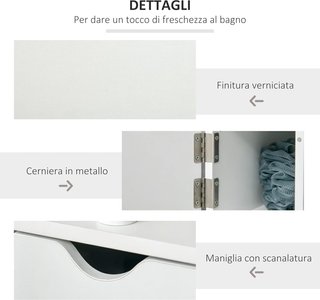 Mueble de Baño Ahorra Espacio en Columna Con 2 Estantes y 2 Armarios, Columna de Baño de Madera para Sala de Estar, 15.2X29.8X118 Cm, Blanco