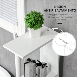 Mueble de Baño Ahorra Espacio en Columna Con 2 Estantes y 2 Armarios, Columna de Baño de Madera para Sala de Estar, 15.2X29.8X118 Cm, Blanco