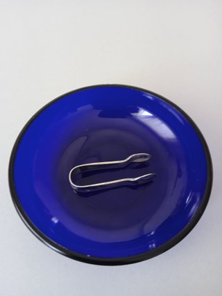Azucarero Cobalto Antiguo con Pinzas Plata