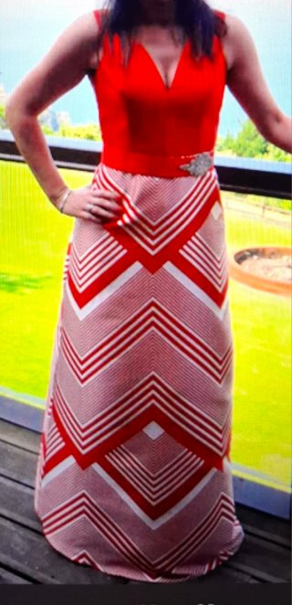 Vestido Herysa fiesta rojo y blanco