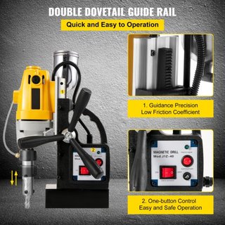 MD40 38.1 mm Taladro Magnético Eléctrico Prensa de Perforación con Juego de Cortadores HSS de 11 Piezas Kit de Cortador Anular Preciso Compacto Intercambiable Evolución 1100W Fuerza Magnética
