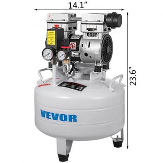 Compresor de Aire Vertical de 6.6 Galones Compresor de Aire Ultra Silencioso Sin Aceite Tanque de 30L Compresor de Aire Silencioso Compresor Sin Aceite de 850W Bajo Ruido