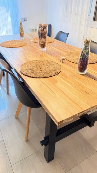 Mesa Comedor Madera y Metal con 4 Sillas