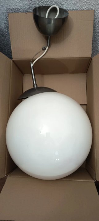 Lámpara colgante globo cristal y metal