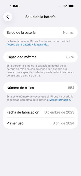 iPhone 15 Pro 128GB Blanco Batería 87%