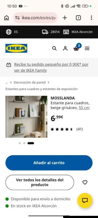 Estante cuadros Ikea Mosslanda 55cmx12