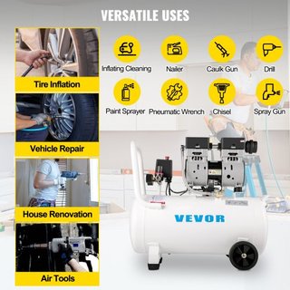 Compresor de Aire 41.6 L, Compresor de Aire Ultra Silencioso 1 HP, Compresor de Aire Sin Aceite Tanque de Acero 750W, Compresor de Aire Portátil 8 bar, Compresor Ultra Silencioso para Reparaciones...