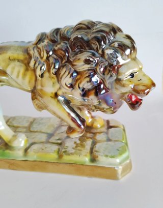 Figura de León Vintage -Cerámica/Porcelana