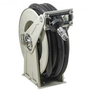 Carrete de Manguera de Combustible, 25.4 mm x 10.06 m, Carrete de Manguera de Diésel Retráctil Extra Largo, Construcción de Acero Carbono de Alta Resistencia con Boquilla Automática de Combustible...