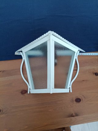 Farol de forja blanco y cristal