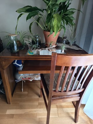Escritorio Banak madera y cristal con silla