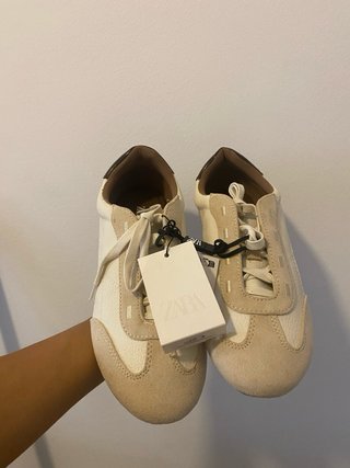 Zara Zapatillas Beige y Marrón Talla 38