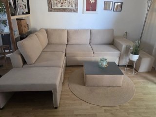 Sofá Cama Chaise Longue Beige