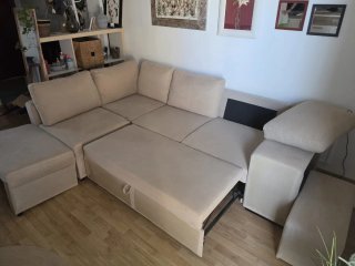 Sofá Cama Chaise Longue Beige